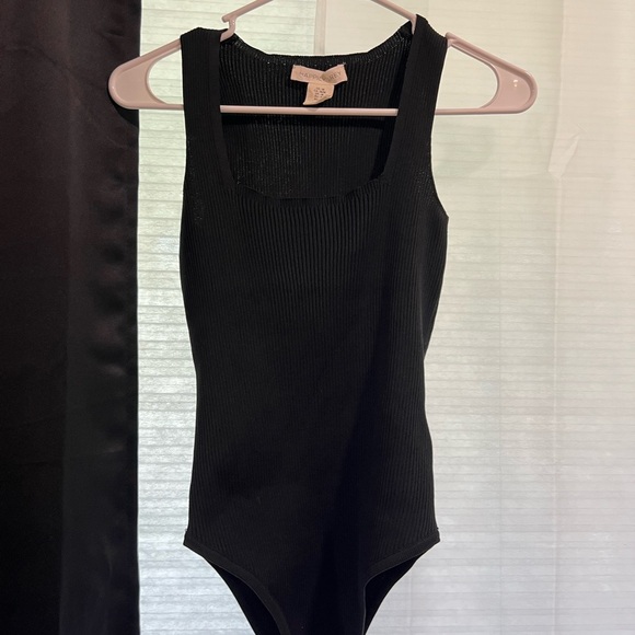 Black Sleeveless Bodysuit with Scoop Neckline - Picture 1 of 5